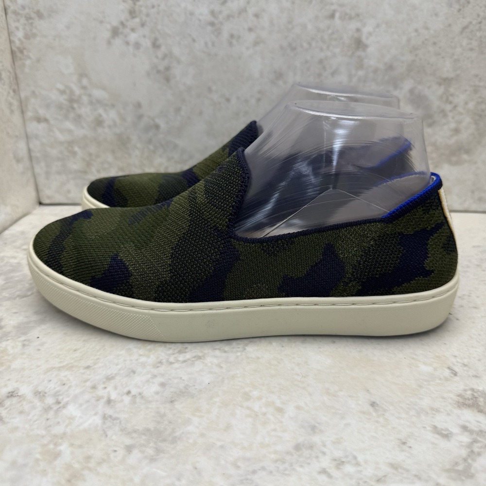 Rothy's Women's Size 7.5 Slip-On Sneakers Camo Green Blue Knit Washable Shoes